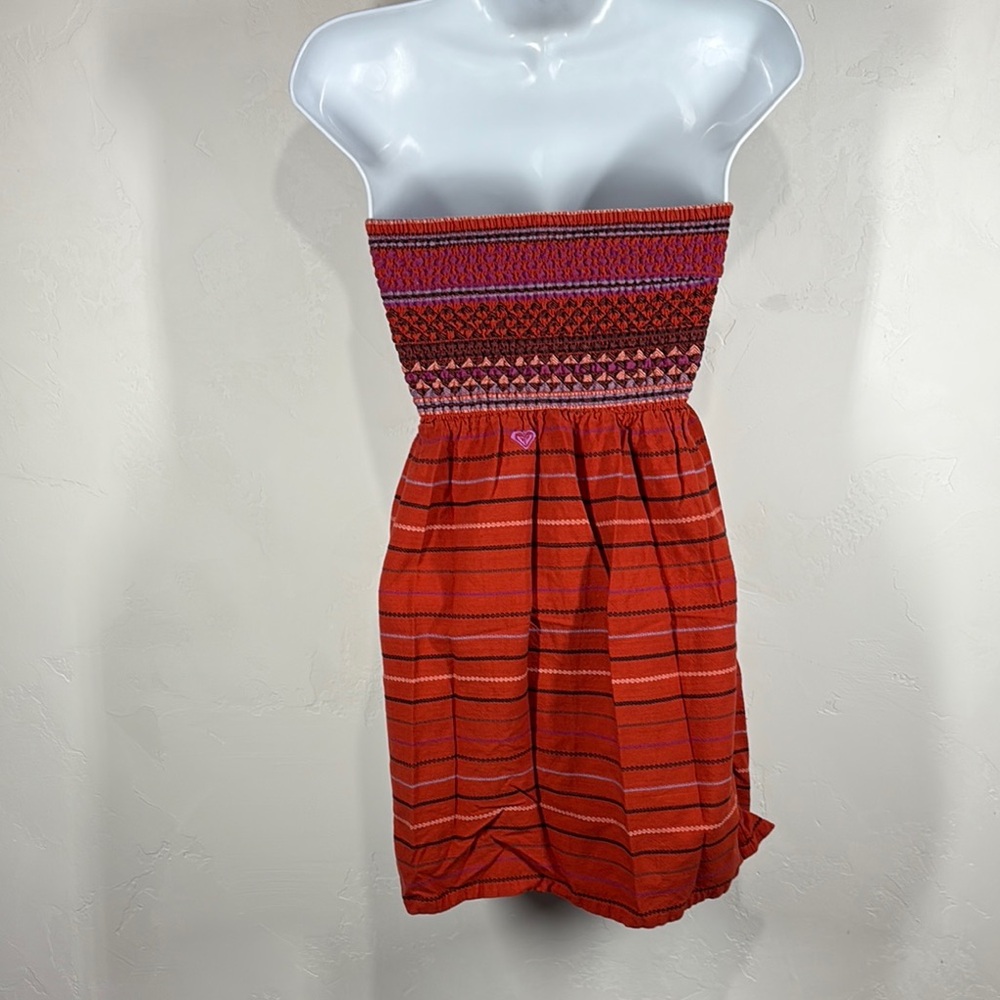 Roxy Strapless Red Patterned Dress Size Medium - image 6